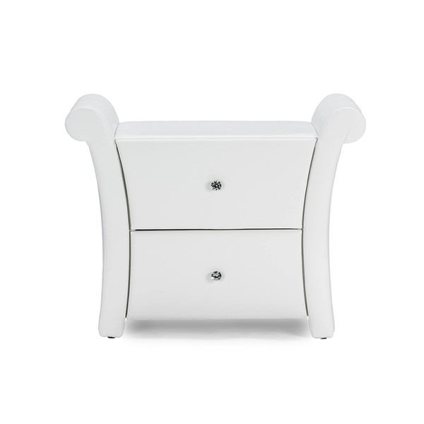 Baxton Studio Victoria Matte White 2 Storage Drawers Nightstand Bedside Table 116-6194